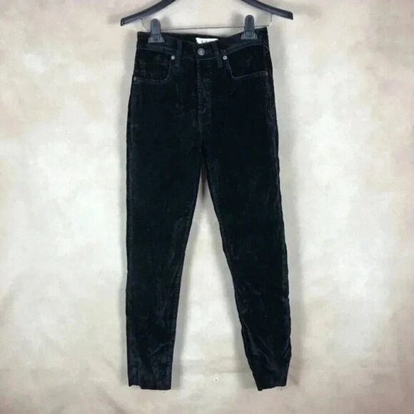 FREE PEOPLE Black Velvet Skinny Jeans Size 26 - Picture 6 of 12